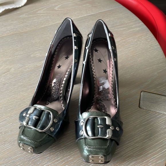 Naughty Monkey Green Buckle Studded pumps, size 8 - Picture 1 of 11
